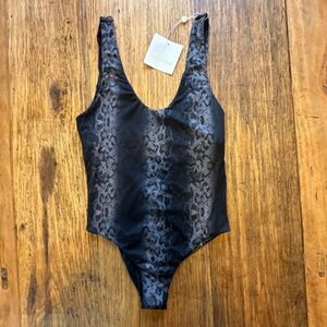 Acacia Swimwear Black Snake Print One Piece